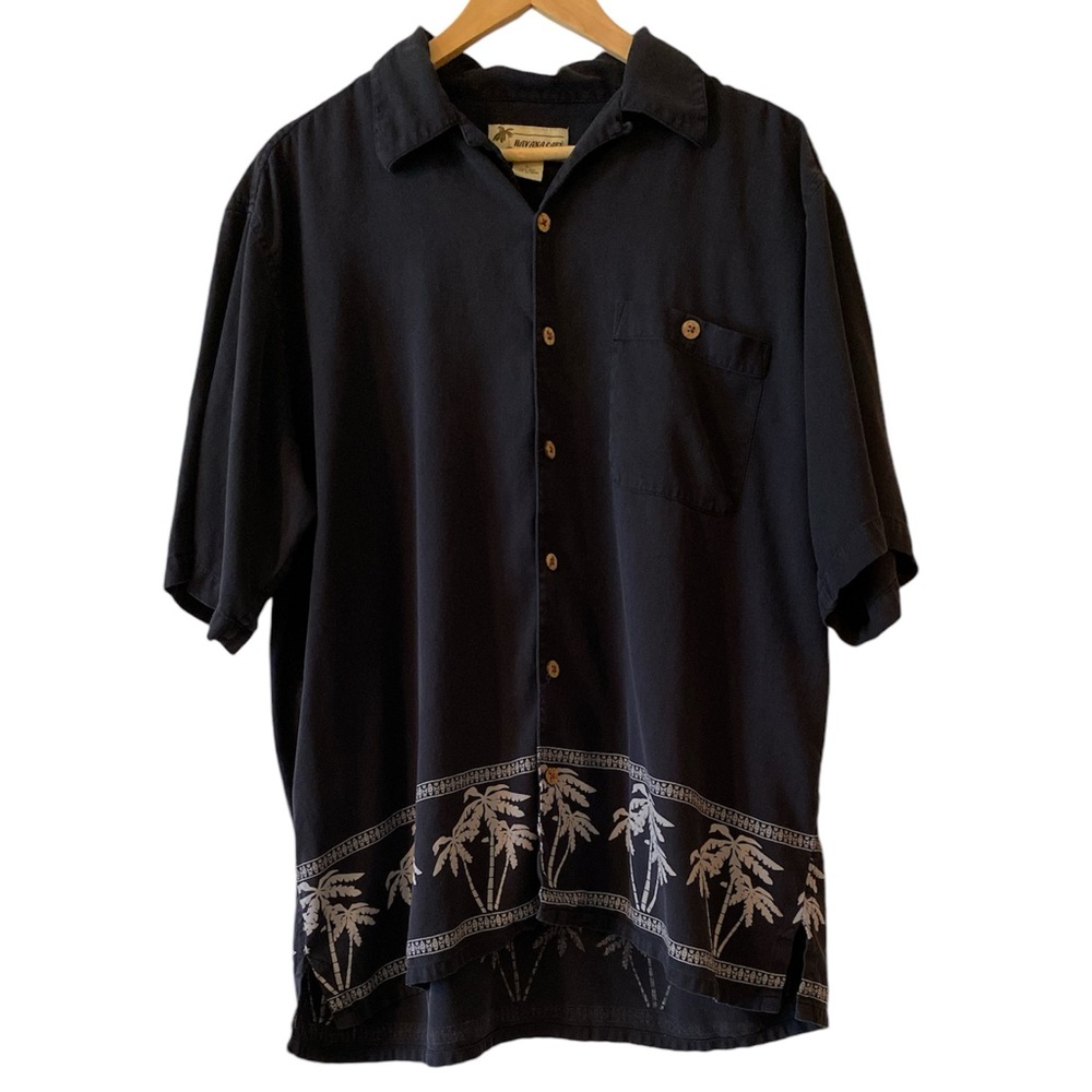 Havana Cafe Silk Short Sleeve Button Down Size Large